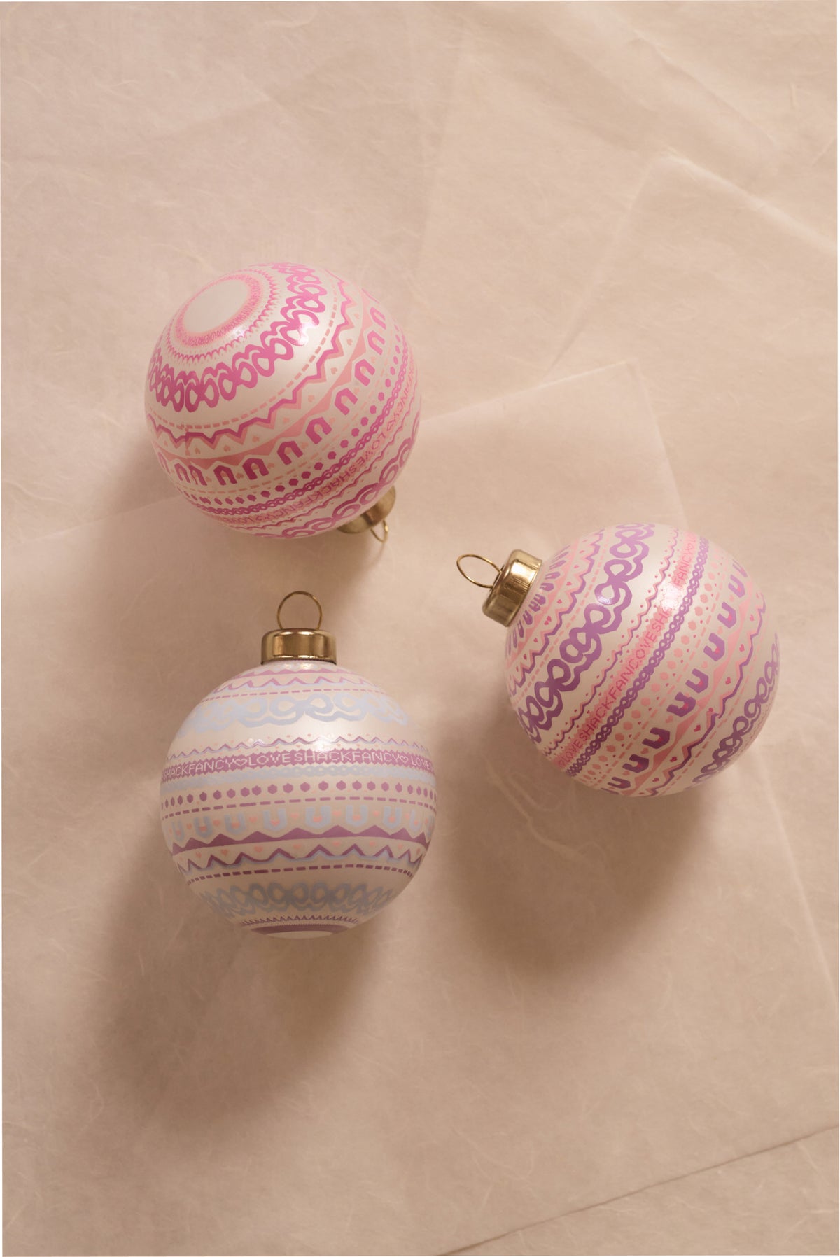 Mini Holiday Printed Ornament Set of 3