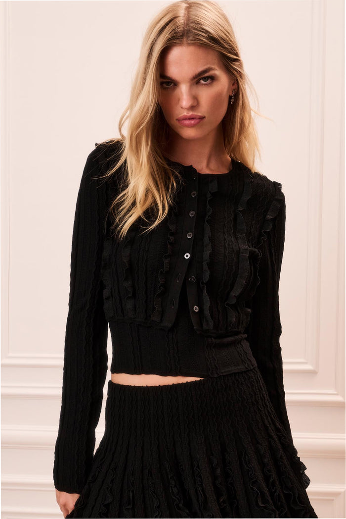 Wendolyn Pointelle Ruffle Cardigan