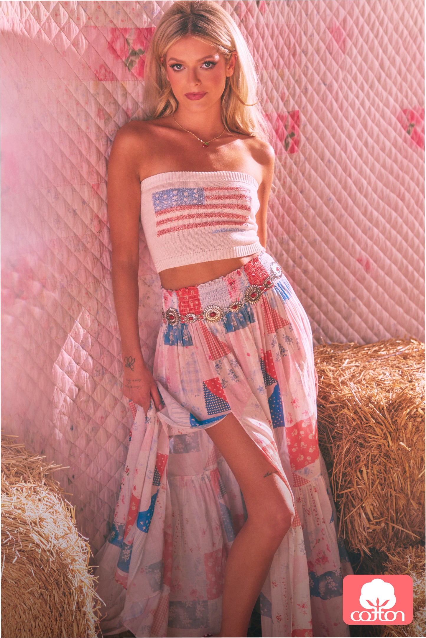 Women sitting in grass field wearing LoveShackFancy Slip Dresses