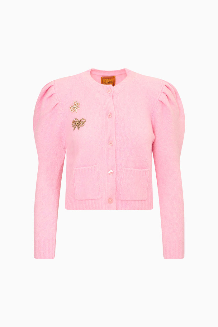 Le Lion Puff Sleeve Laurita Bow Cardigan