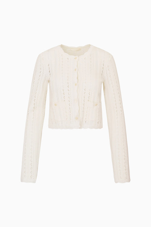 White knit cardigan on a white background