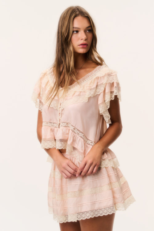 Persine Silk Ruffle Top
