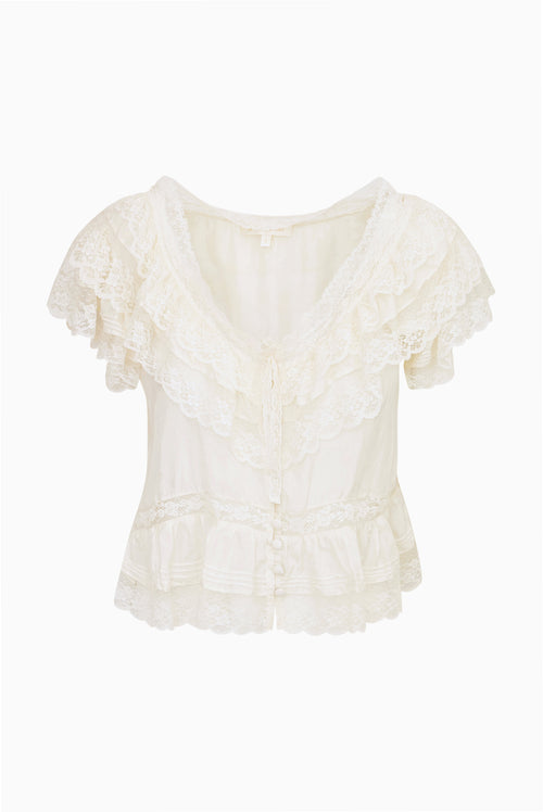 Persine Silk Ruffle Top