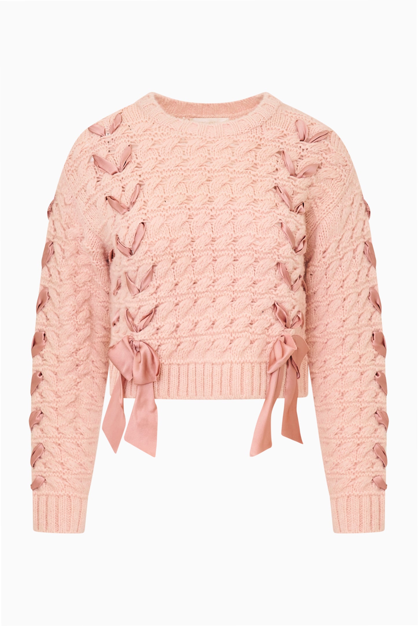 Cropped Alpaca Bow Long Sleeve Sweater | LoveShackFancy