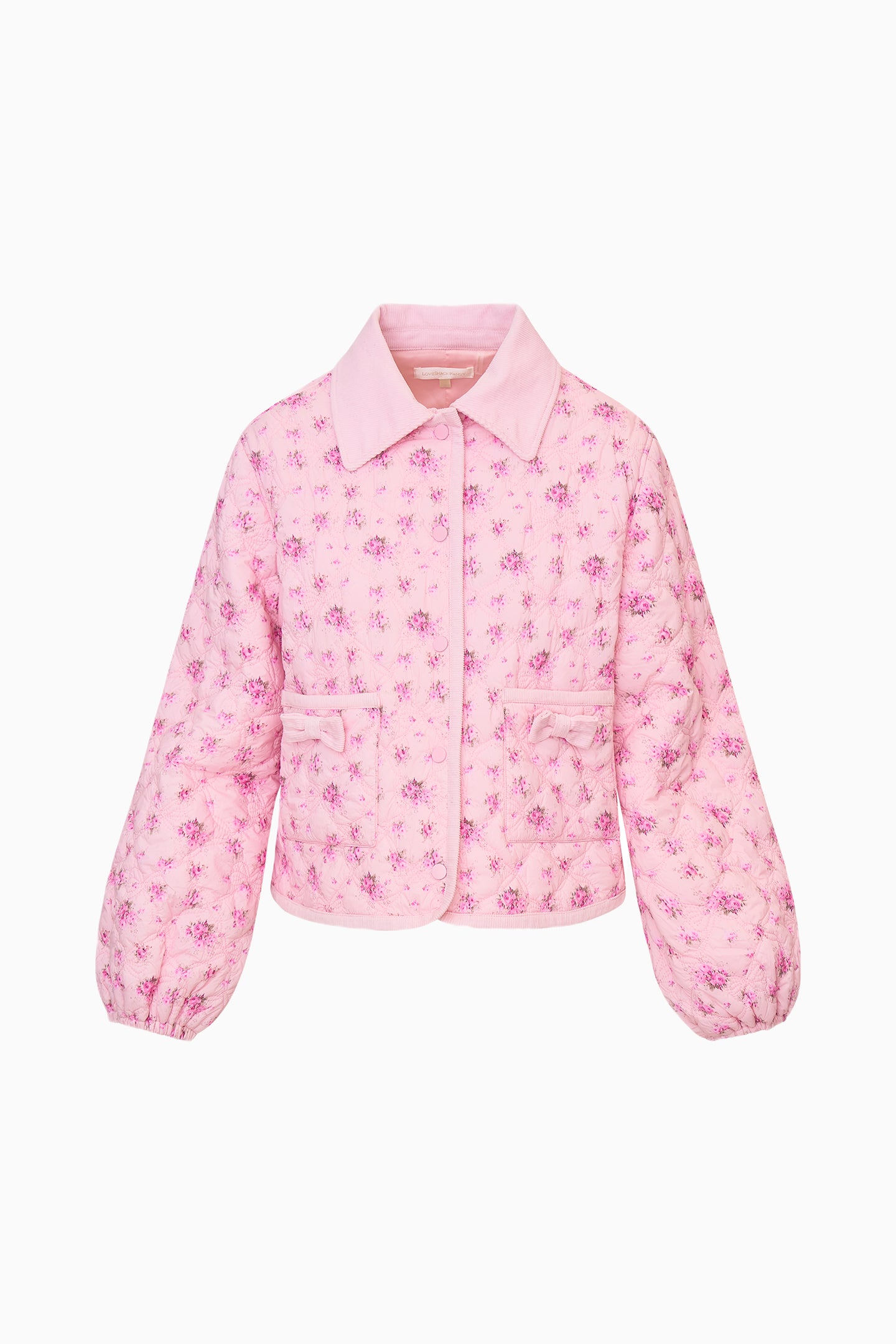 muguet flower quilting jacket(PINK) Marta Pink Rose Quilted Flower