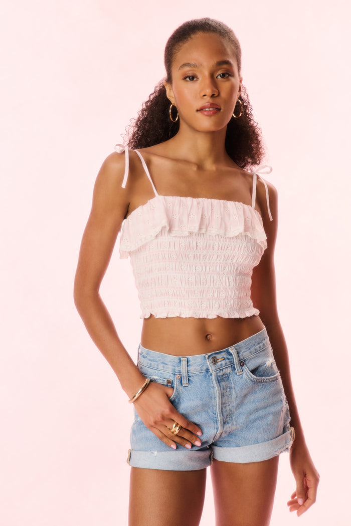 Renada Gingham Eyelet Top