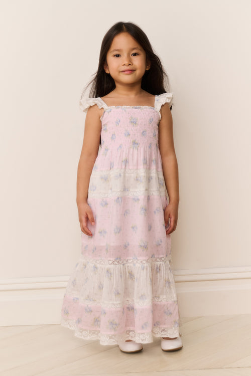 Little Girls Rhiannon Mixed Print Maxi Dress