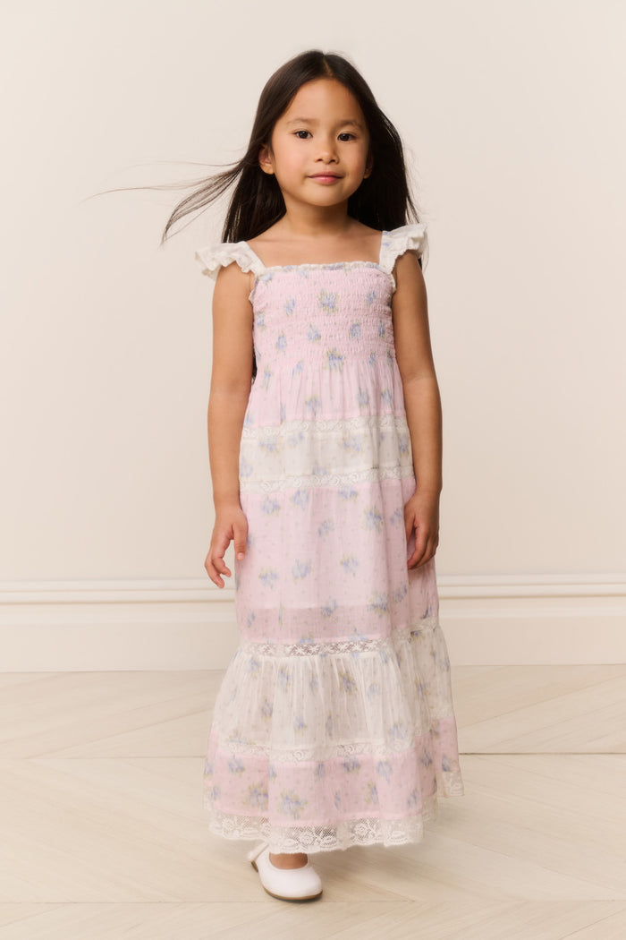Little Girls Rhiannon Mixed Print Maxi Dress