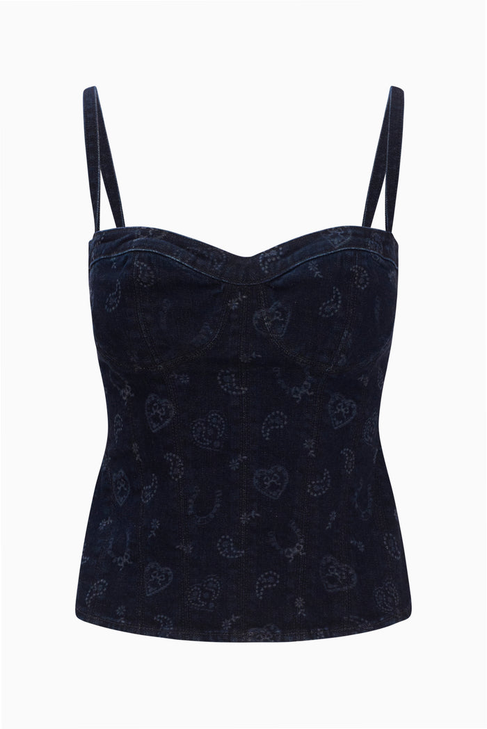 Wrangler x LoveShackFancy Laser Print Denim Bustier