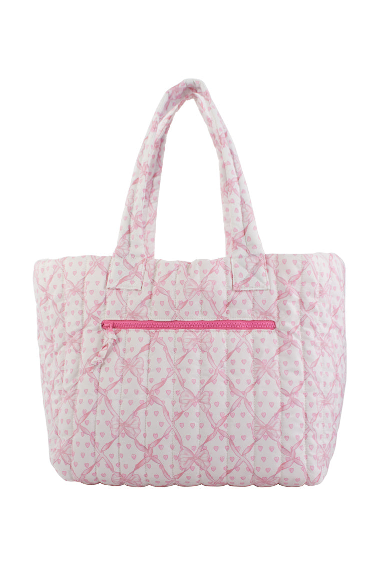 Roller Rabbit x LoveShackFancy Baby Bow Hearts Large Quilted Tote