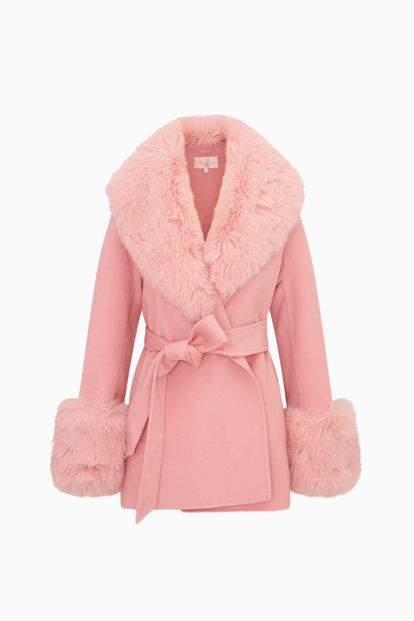 Rosen Faux Fur Wool Wrap Coat