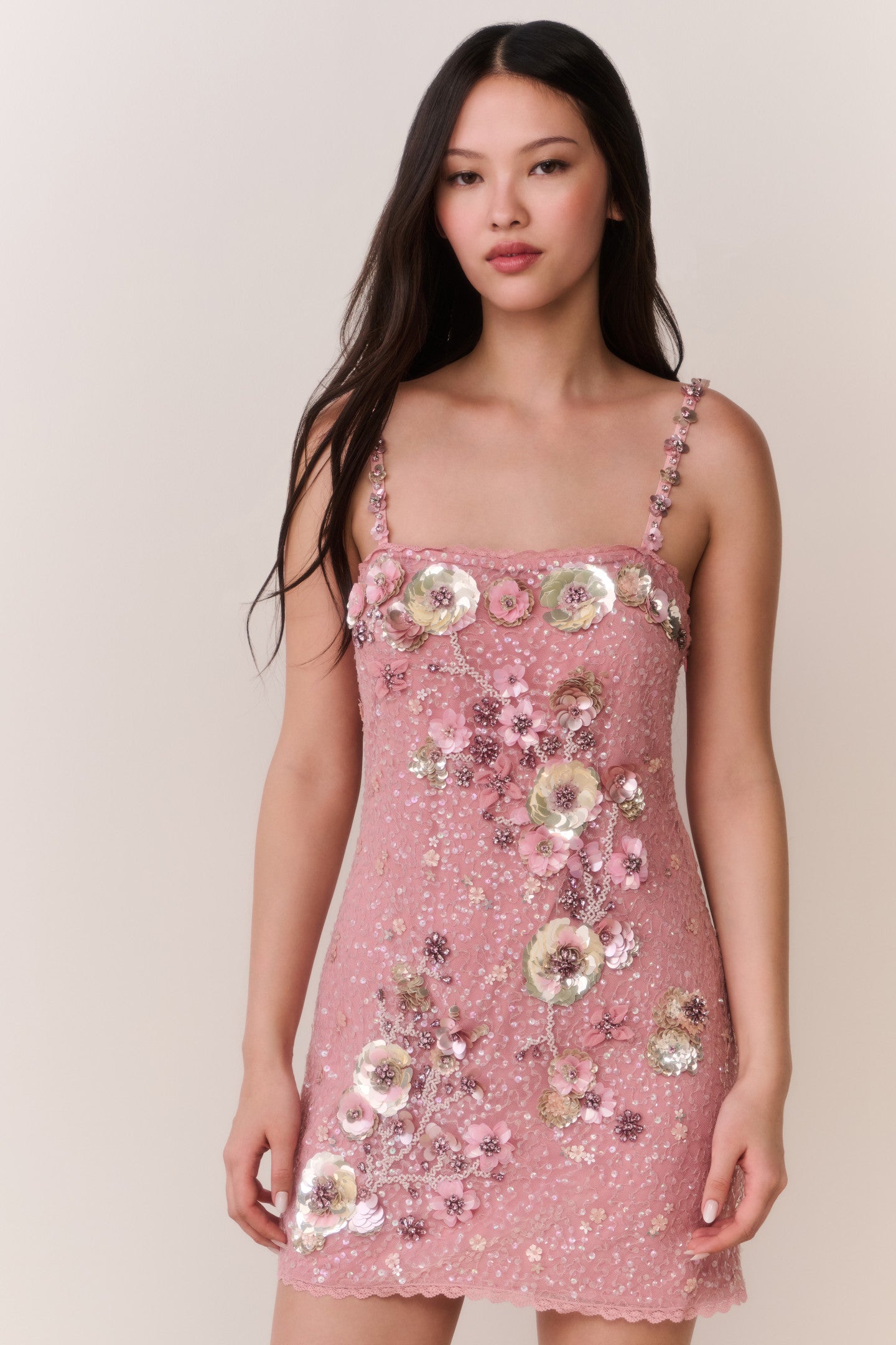 knee length dresses for ladies Lace Dusty Pink Mini Dress main image 0