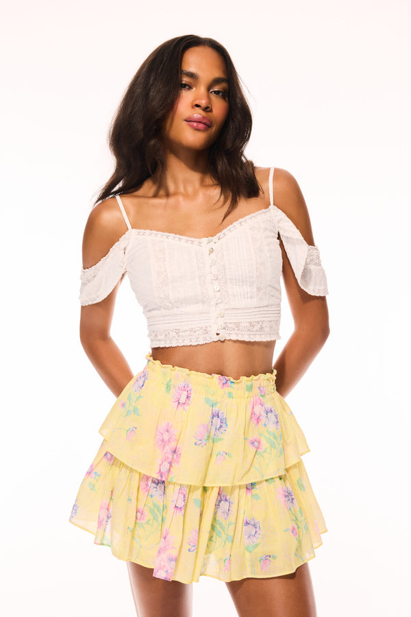 Floral Elegance Ruffle Mini Skirt