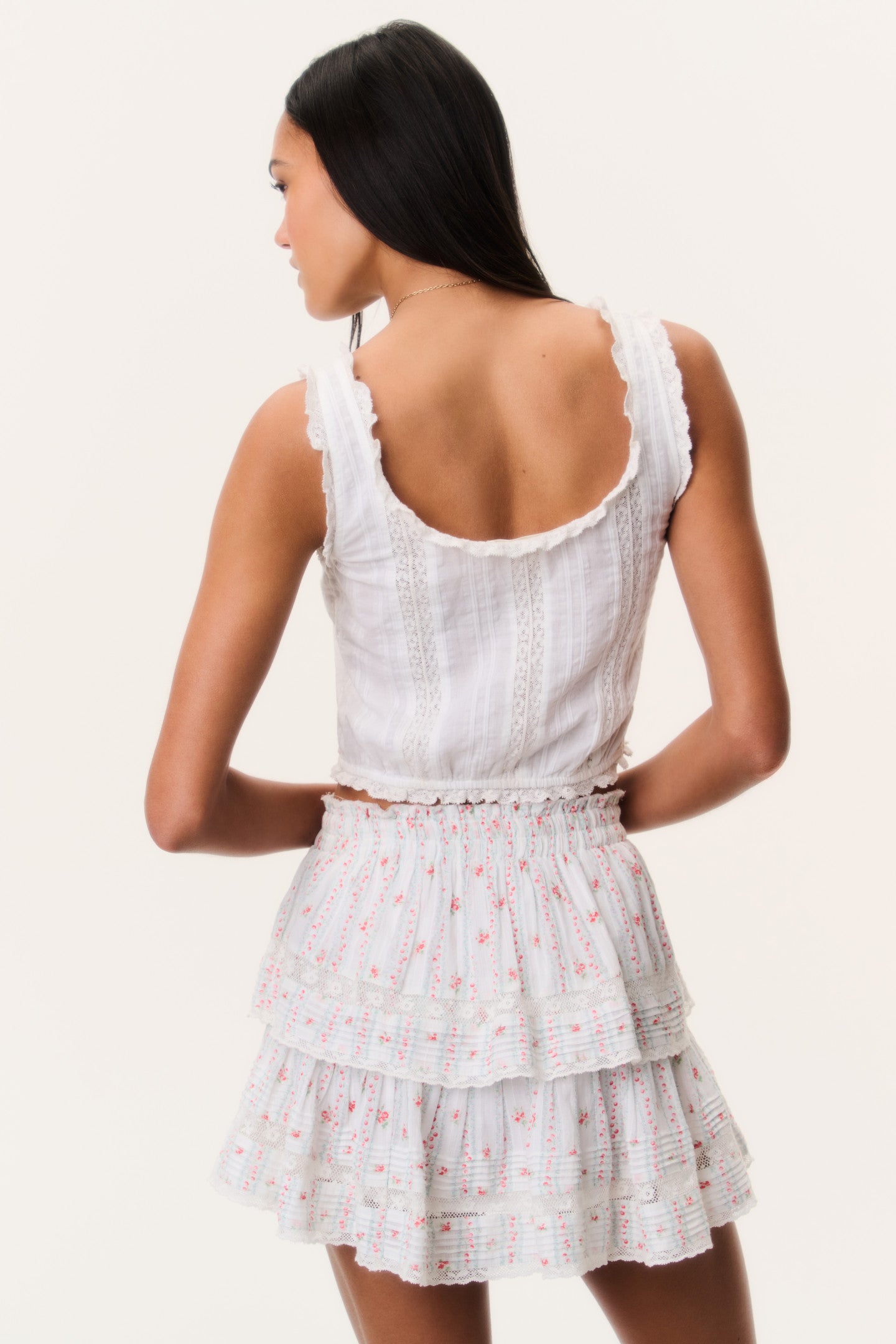Floral Lace Ruffle Tiered Mini Skirt | LoveShackFancy