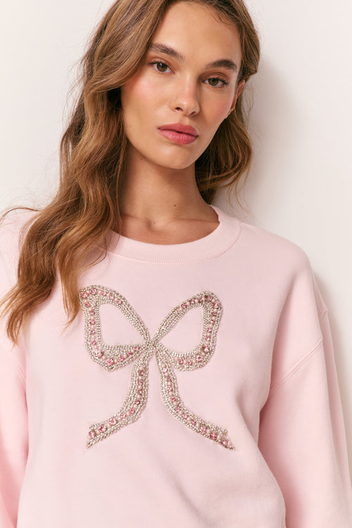 Rylan Embellished Bow Fleece Pullover