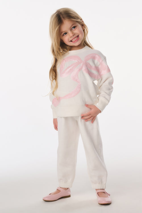 Little Girls Violin Sequin Bow Sweatpants