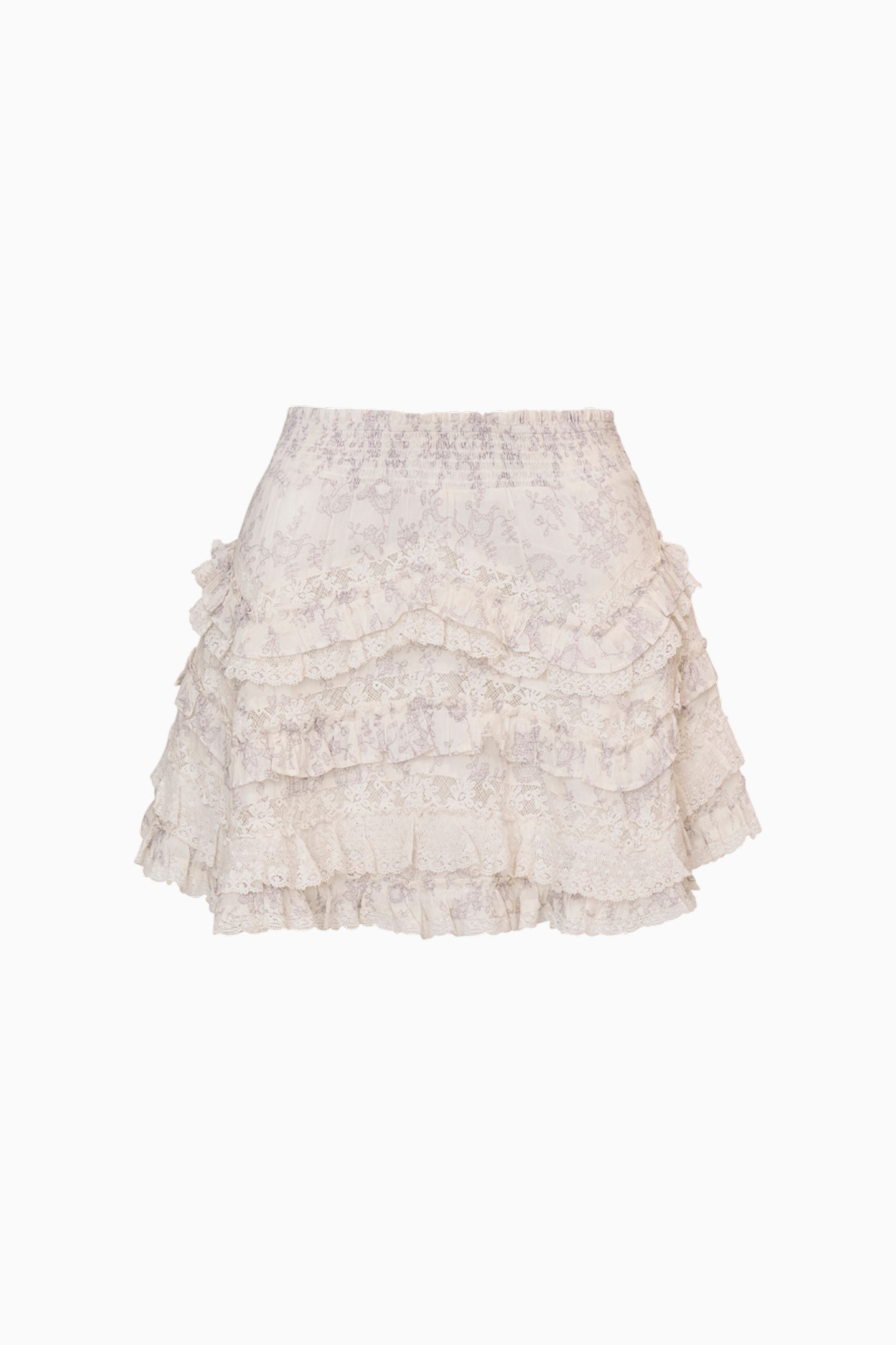 Serevina Lace Printed Cotton Mini Skirt