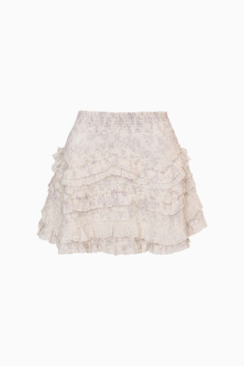 Serevina Lace Printed Cotton Mini Skirt