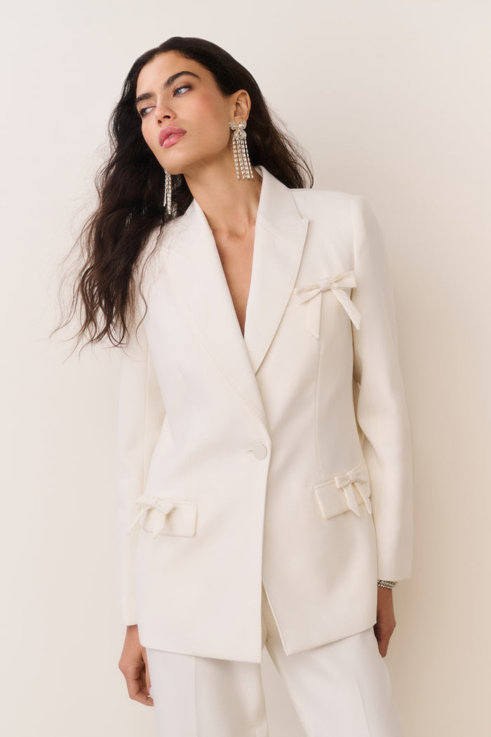 Shayne Wool-Blend Bow-Embellished Blazer