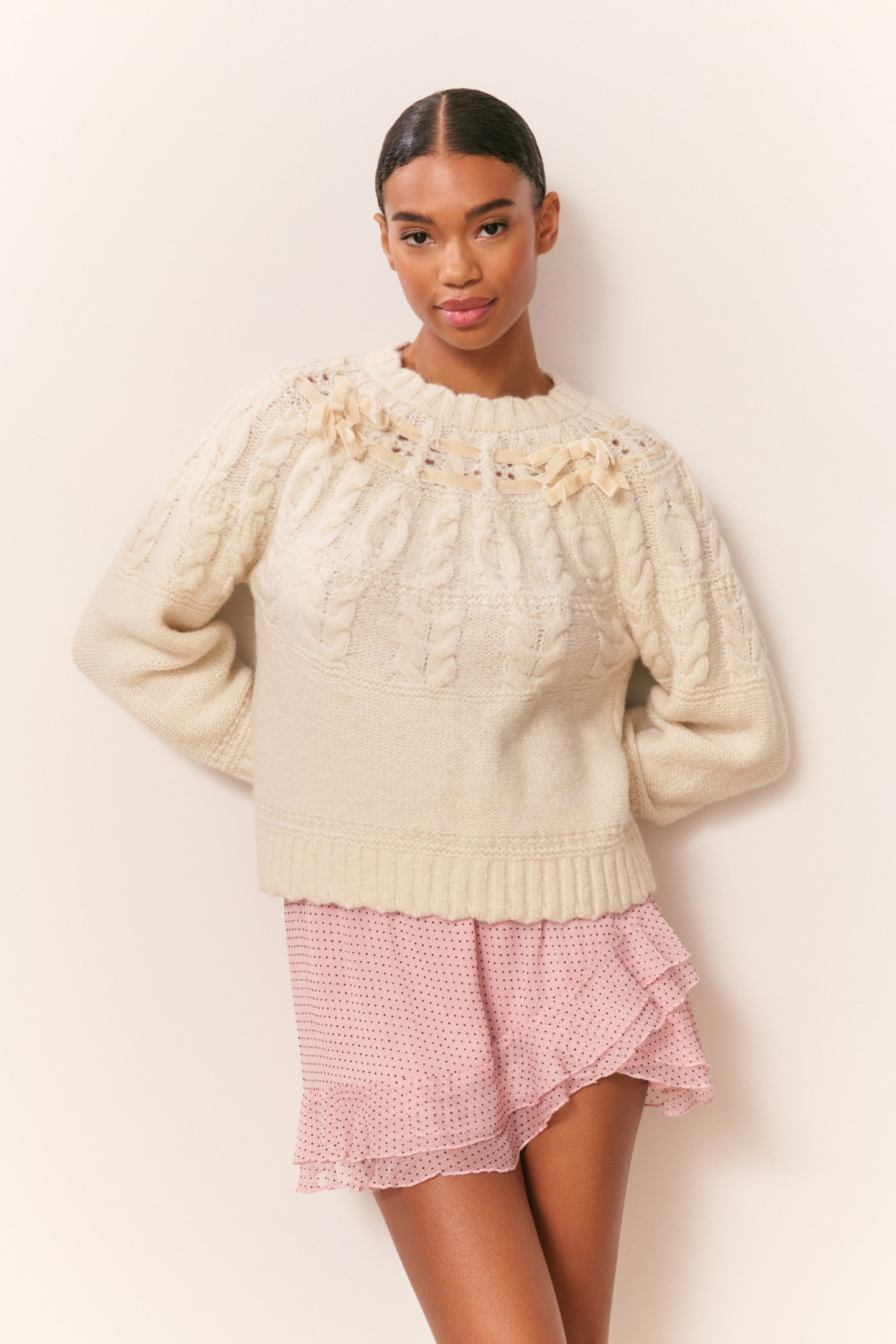 Sloanna Knit Cotton Ribbon Pullover