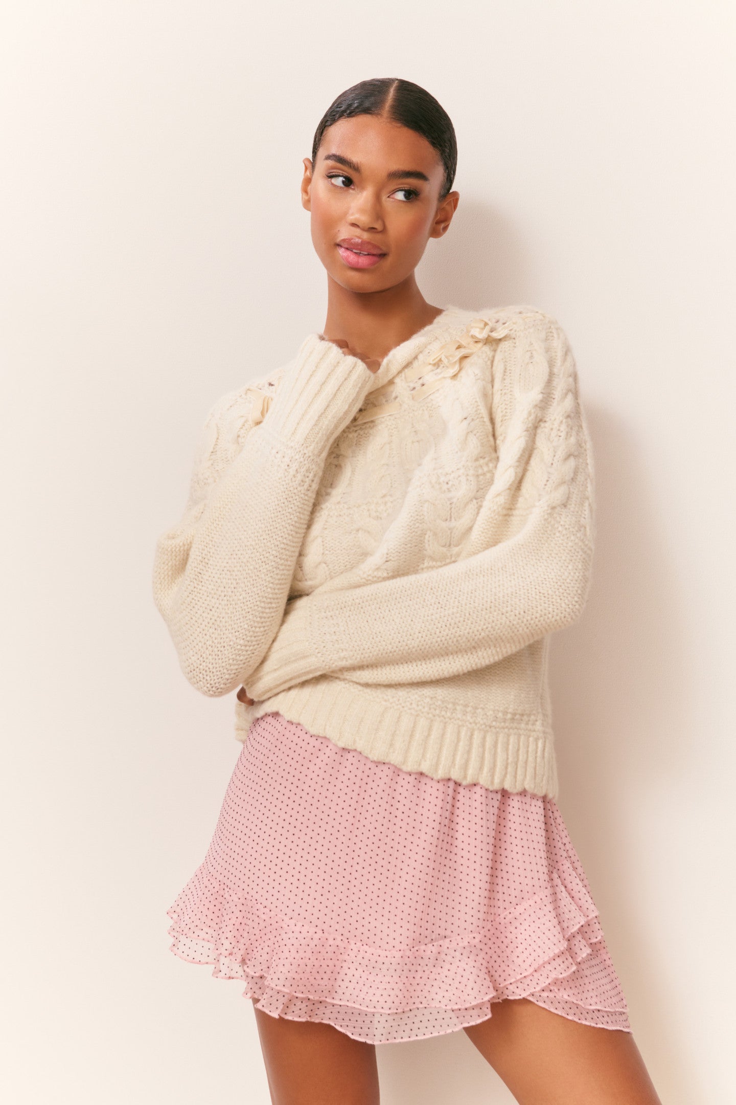 Sloanna Knit Cotton Ribbon Pullover