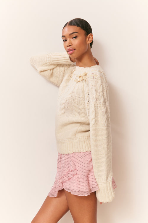 Sloanna Knit Cotton Ribbon Pullover