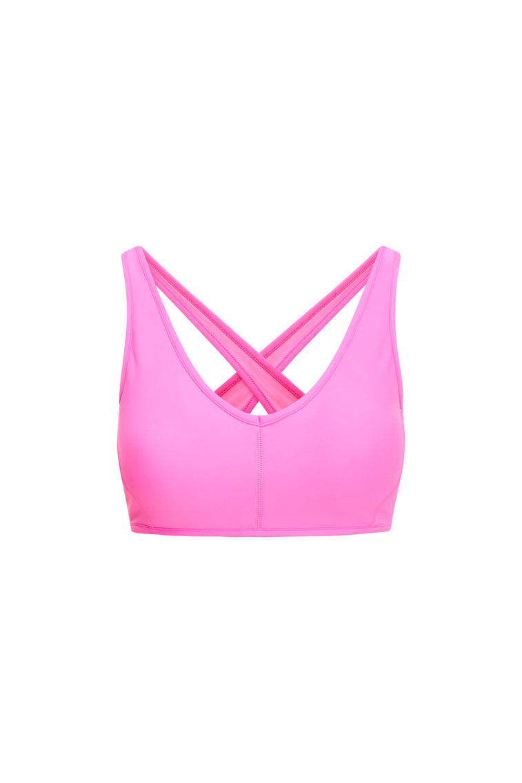 Light Support - Sports Bra with u shape neckline and crossed back straps.