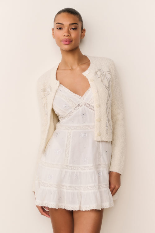 Solbina Crystal Bow Cotton Mini Dress