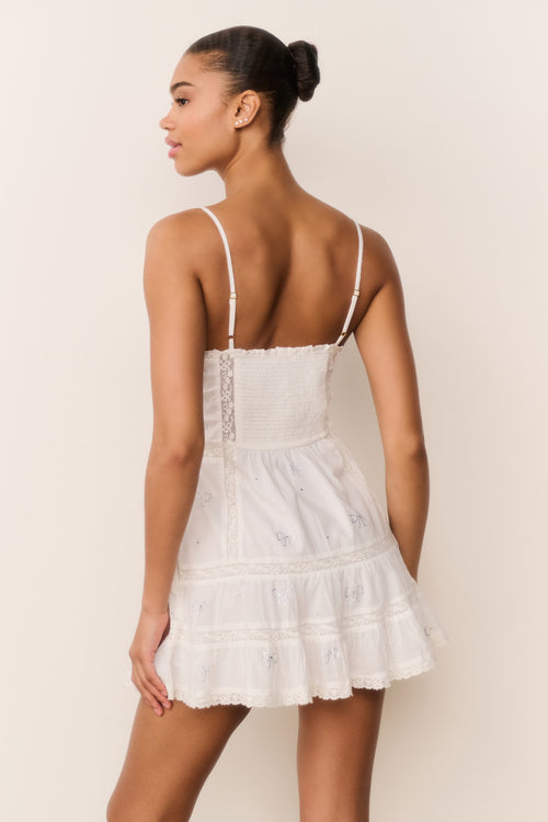 Solbina Crystal Bow Cotton Mini Dress