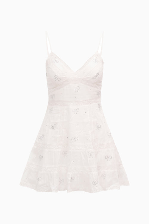 Solbina Crystal Bow Cotton Mini Dress