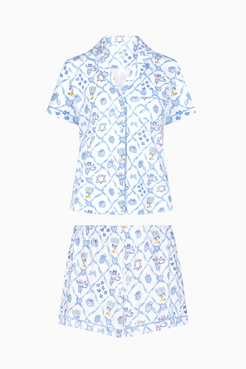 LoveShackFancy x Roller Rabbit Starry Nights Lattice Polo Pajamas