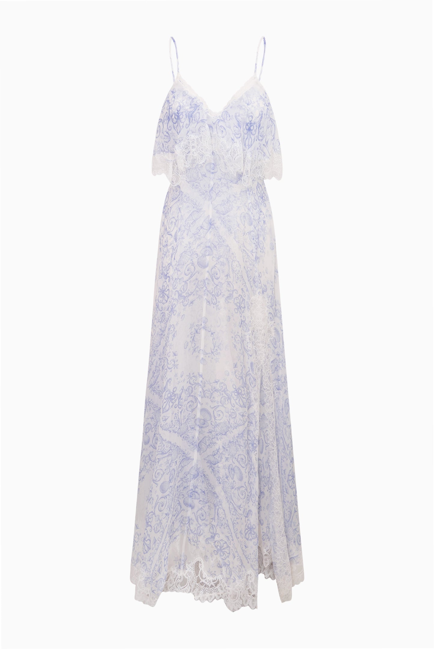 Silk Lace Scallop Hem V-Neck Maxi Slip Dress | LoveShackFancy