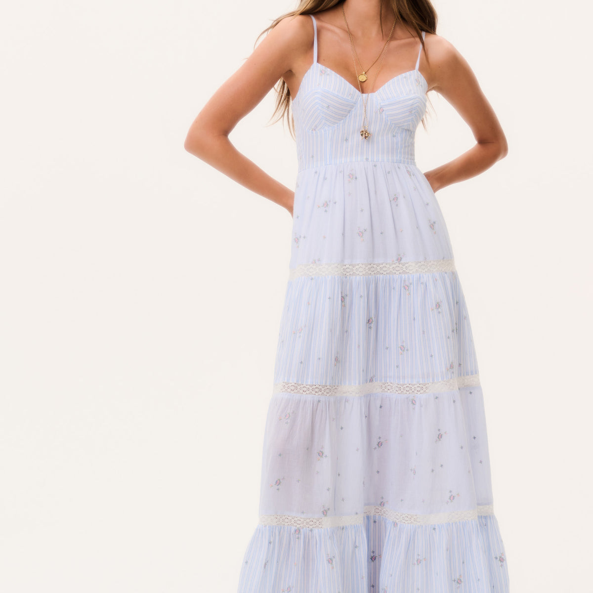 love shack fancy long dress Story Cotton Maxi Dress Sky Mist / 00