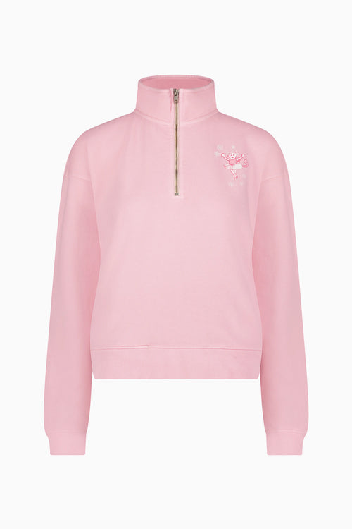 LoveShackFancy x Roller Rabbit Sugarplum Lattice Half Zip Sweatshirt