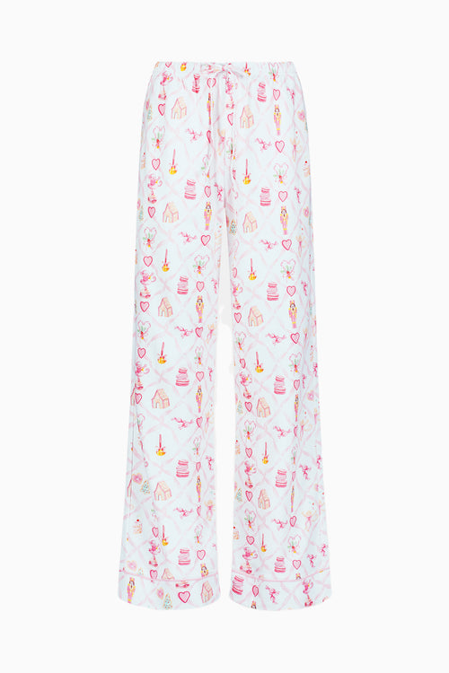 LoveShackFancy x Roller Rabbit Sugarplum Lattice Long Sleeve Polo Pajamas