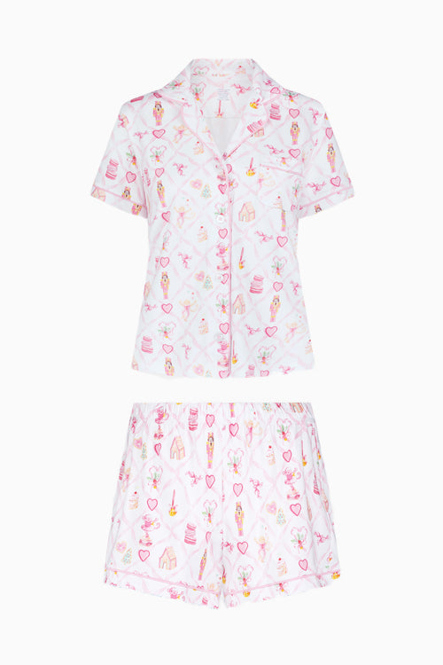 LoveShackFancy x Roller Rabbit Sugarplum Lattice Polo Pajamas