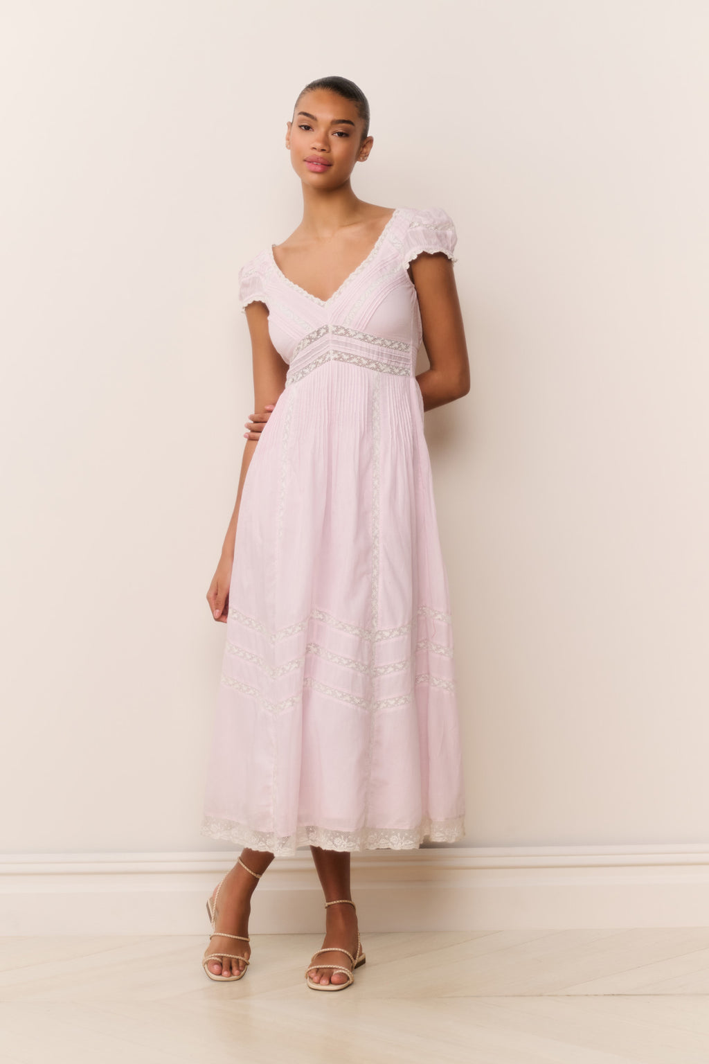 Suvi Pink Cotton Midi Dress Orchid ICE / S