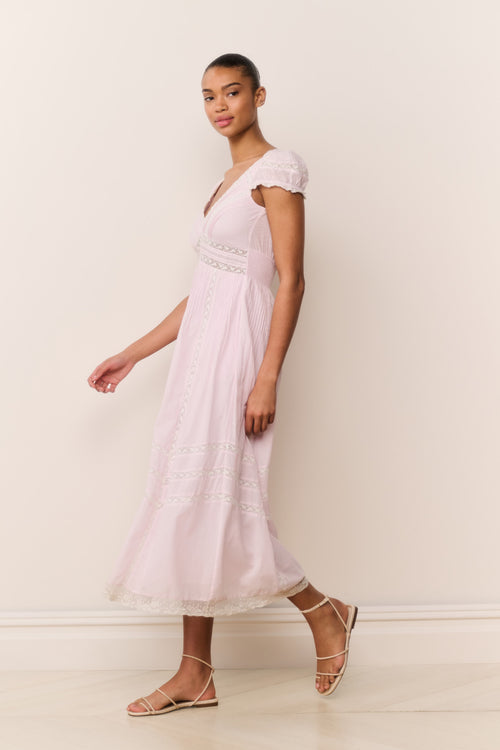 Suvi Pink Cotton Midi Dress