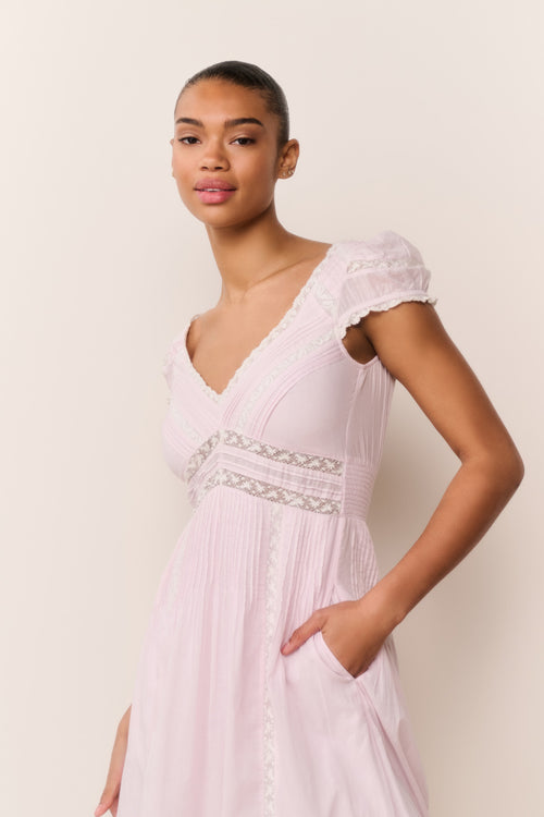 Suvi Pink Cotton Midi Dress