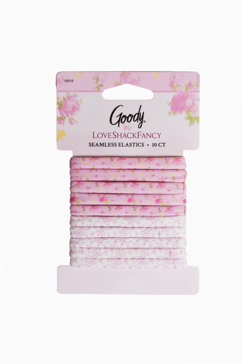 Goody x Love Shack Fancy Seamless Elastics - 10ct - Ikat Rose & Coquette Bow