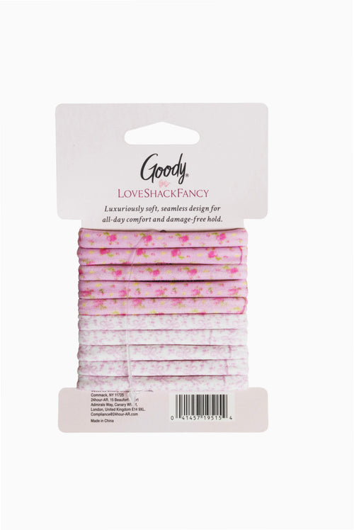 Goody x Love Shack Fancy Seamless Elastics - 10ct - Ikat Rose & Coquette Bow