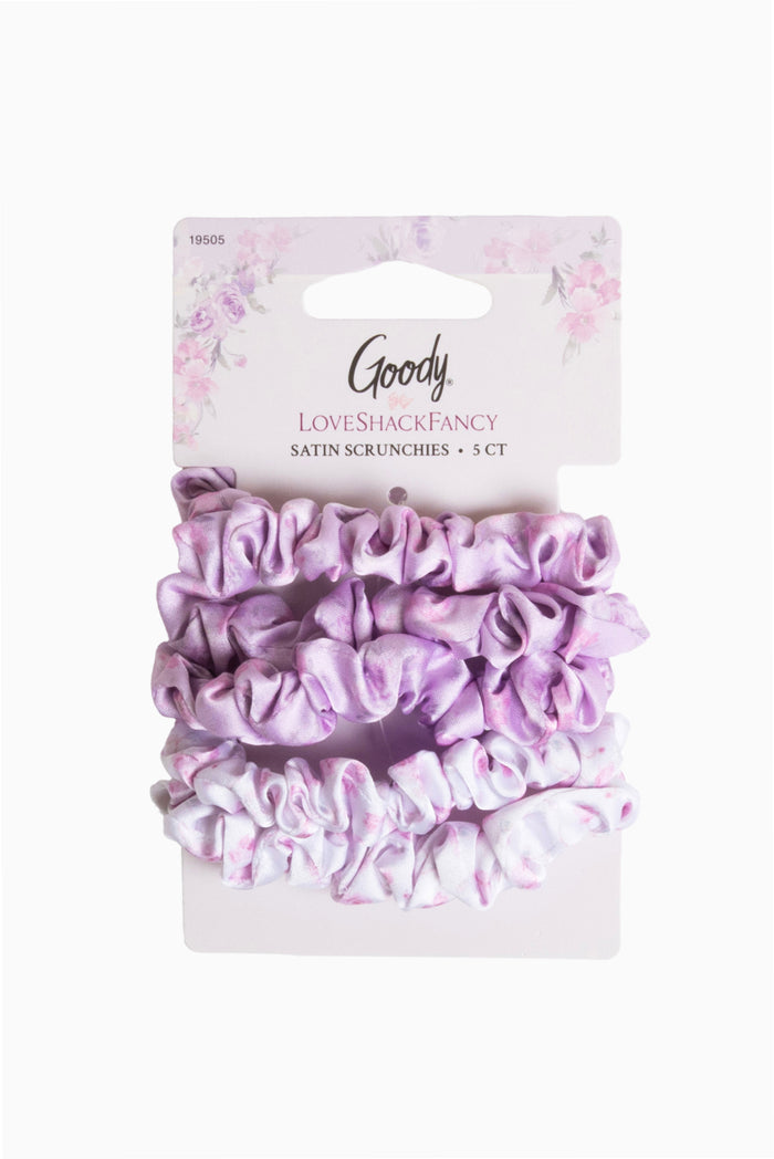 Goody x Love Shack Fancy Satin Scrunchies - 5ct - Happy Thoughts & Ribbon Rosa