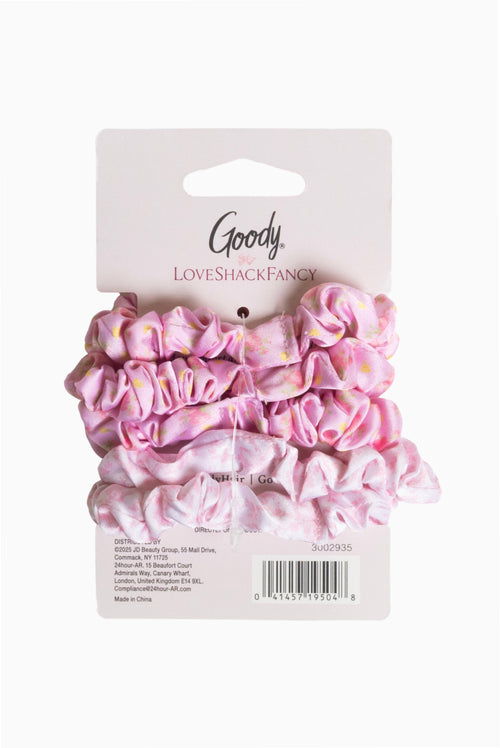 Goody x Love Shack Fancy Satin Scrunchies - 5ct - Ikat Rose & Coquette Bow