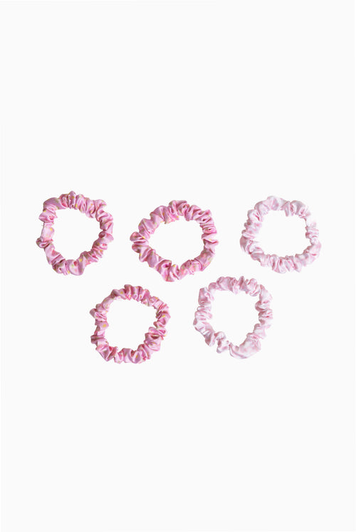 Goody x Love Shack Fancy Satin Scrunchies - 5ct - Ikat Rose & Coquette Bow