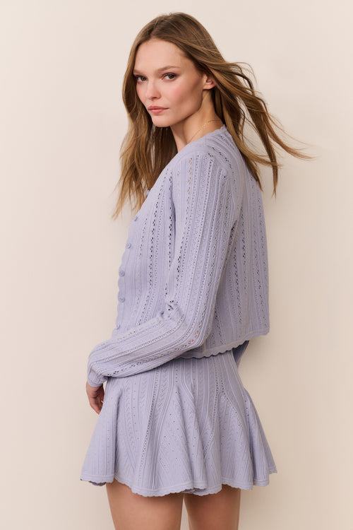 Peridot Stretch Pointelle Cardigan