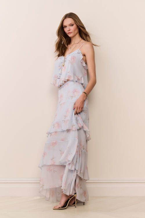 Soleia Floral Chiffon Maxi Skirt