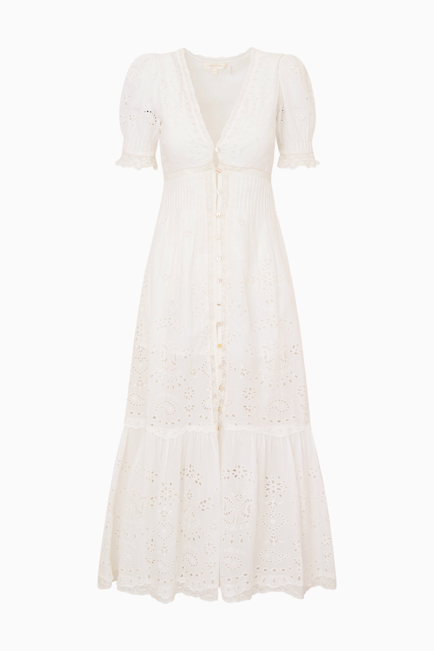 LoveShackFancy Tarragon Eyelet Midi Dress