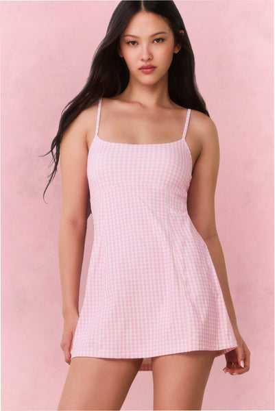 ワンピース HOLIDAY CHECK VOLUME STRAP DRESS Women Long Sleeve Ruffle Lace Pleated Dress | LoveShackFancy