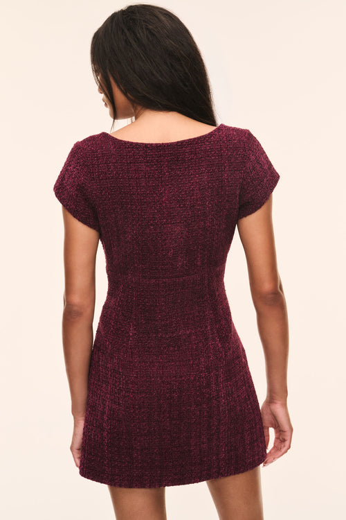 Bordeaux Tila Tweed Mini Dress