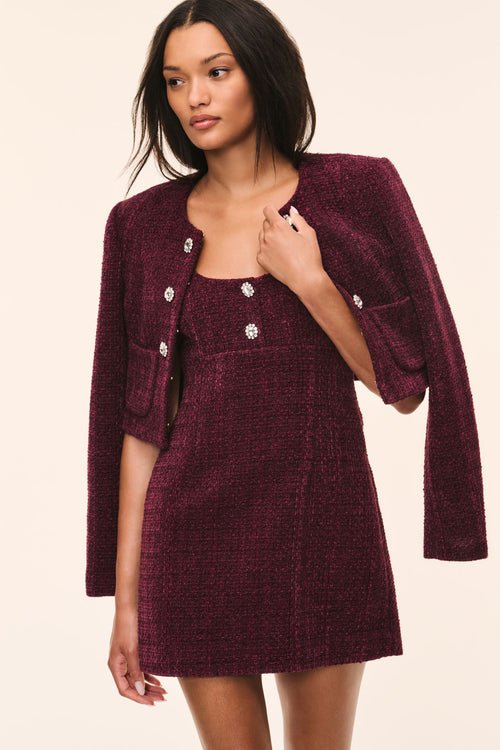 Joaquina Bordeaux Tweed Jacket